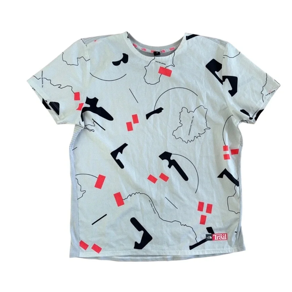 The North Face Flight Series Trail Running Shirt XL White Map Print‎ Mens XL